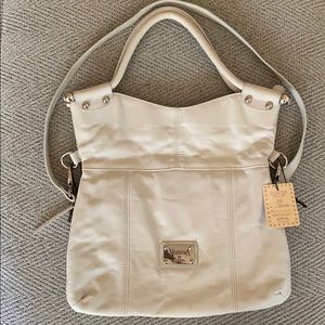 Grey Valentina Leather Crossbody Purse Handbag